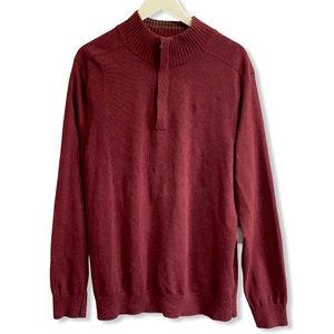 Banana Republic Burgundy Cotton 1/4 Zip Sweater XL